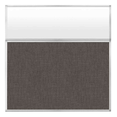 Versare Hush Panel Configurable Cubicle Partition 6' x 6' W/ Window Mocha Fabric Frosted Window 1812511-3